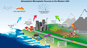 A drawing showing the different microplastic sources to the Western USA.