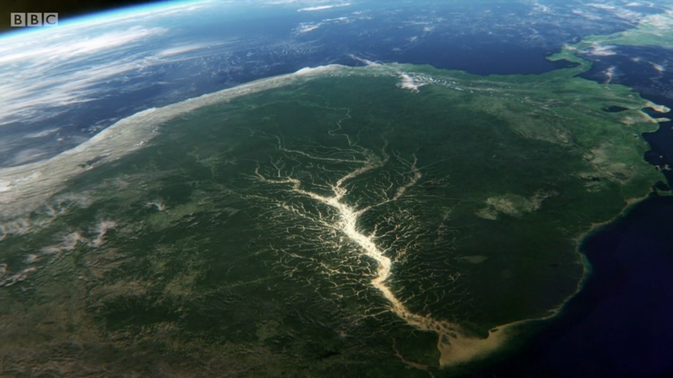 Image of the large amazon floodplain taken from space.
