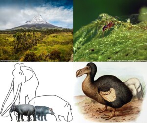 Selection of imagery related to the project: (i) Pico Island, (ii) Azorean spider, (iii) the dodo and (iv) two extinct island dwarf species.
