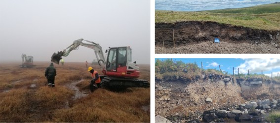 Images to illustrate peat Restoration works in progress & exposed sections suitable for sampling.